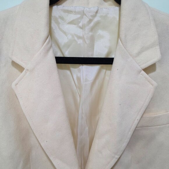 Cross Country Fashions Vintage Cream Wool Blazer 100% Wool Lined Classic - Picture 2 of 10
